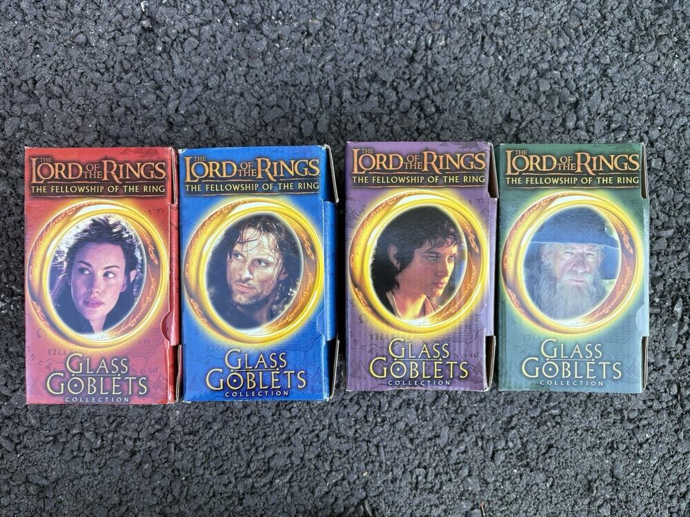 Set of 4 Vintage 2001 The Lord of The Rings Burger King Light Up Glass Goblets